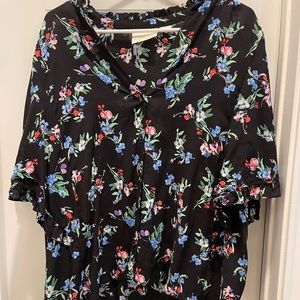 Maeve by Anthropologie black floral top